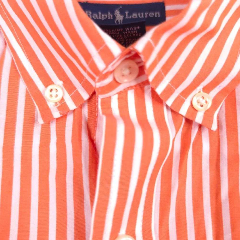 Ralph Lauren Orange & White Striped Button-Down Shirt